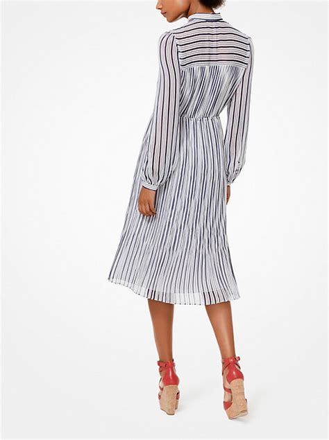 michael michael kors striped crinkled georgette tie-neck dress|michael kors striped shirtdress.